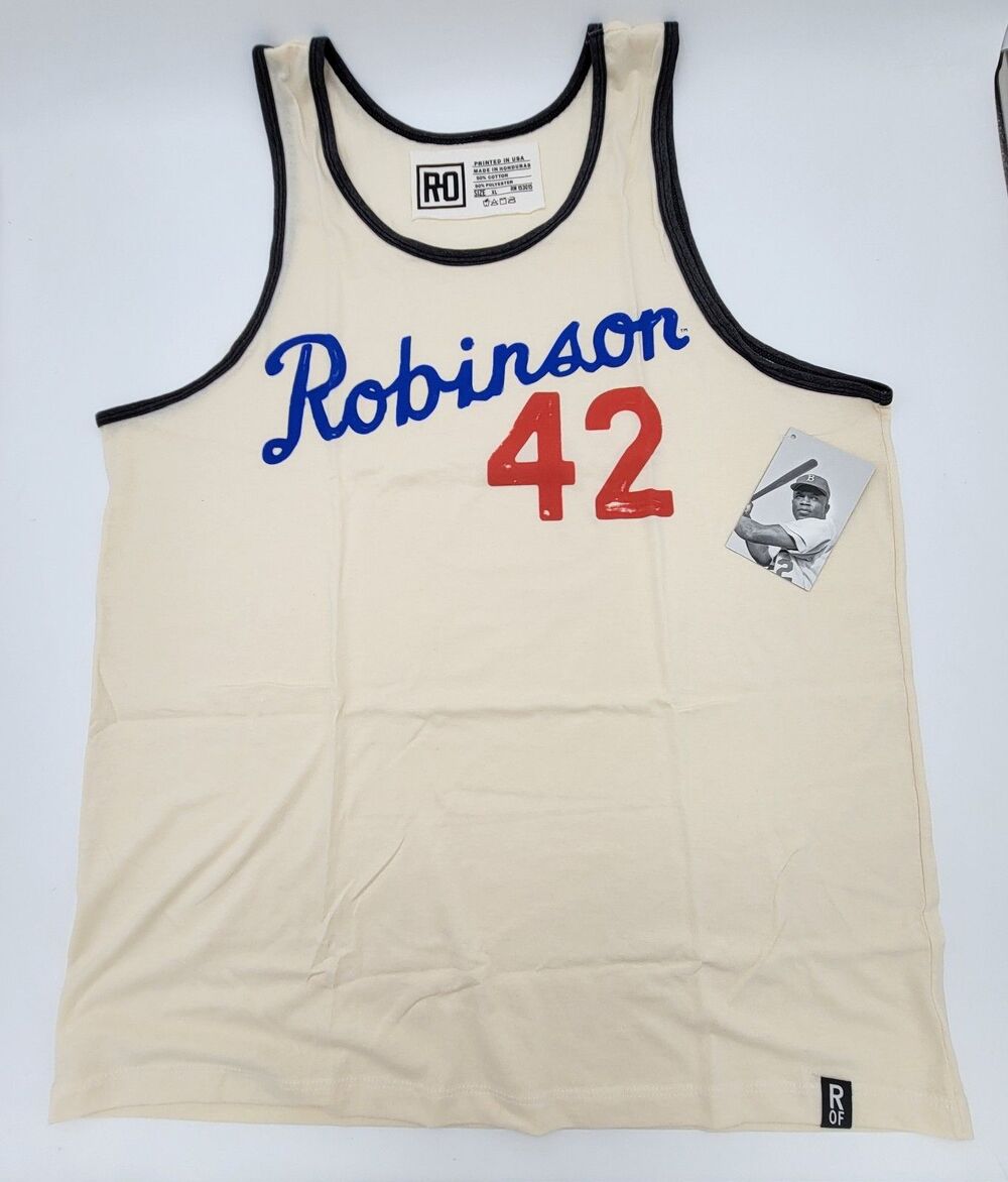 Roots Of Fight Jackie Robinson Brooklyn Dodgers Tank Top Beige Men's XL NWT